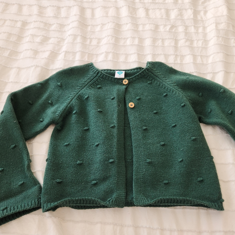 Green Knit Cardigan with Button Detail